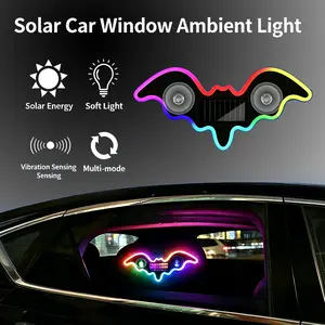 Solar-Powered Bat-Shaped RGB LED Car Window Light - Motion & Light Sensor, Waterproof Stick-On Neon Strip, Car Exterior Rear Window Dynamic Decor Lighting
