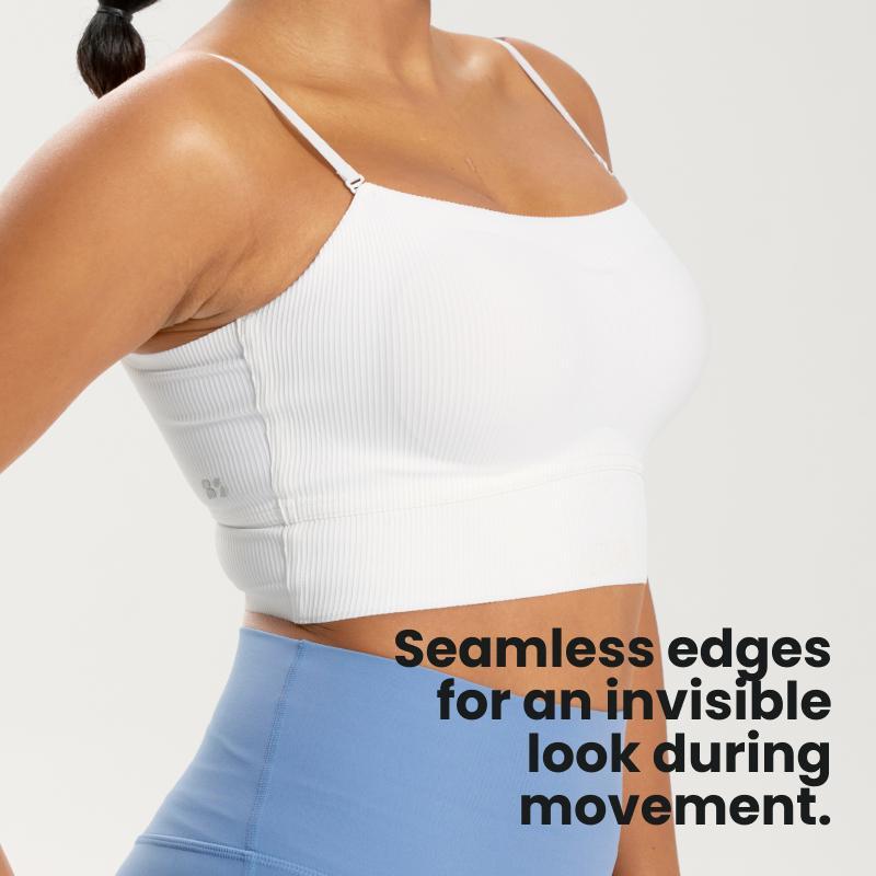 Push Bra Bodytips Ribbed Thin Strap Bra Multi Way Bandeau Tank Top Stretch Fit Support Design Smooth Strap Bra Tube Top Versatile Bra No Show Underwear Invisible Bra For Work Home Lounge Casual Style Vacation Layering Inner Outer Summer Use Daily Basics