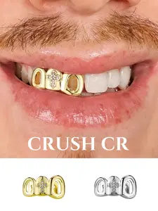 CRUSH CR 18K Gold Plated Cross CZ Tooth Cap Grillz Gift for Men Women, Hypoallergenic Removable, Perfect Baptism, Birthday, Christmas Easter Gift for Faith Lovers, Hip Hop Enthusiasts Streetwear Trendsetters, Premium Faith-Inspired Dental Bling Keepsake