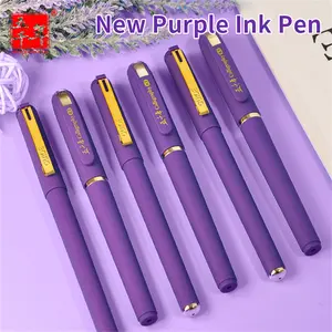 Purple Gel Pen (6 Counts), Business Signature Pen, Attendance Pen, Perfect Office Gift, Fashion Design Gel Pen for School Students Office, Smooth Writing Pen