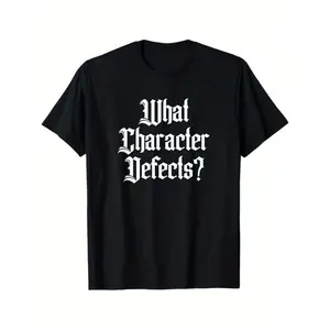 Defects  Sober Addiction Recovery T-Shirt, 100% Cotton, Gifts for Men Dad Husband Grandpa,  Black200g washed cotton short-sleeved men's T-shirt