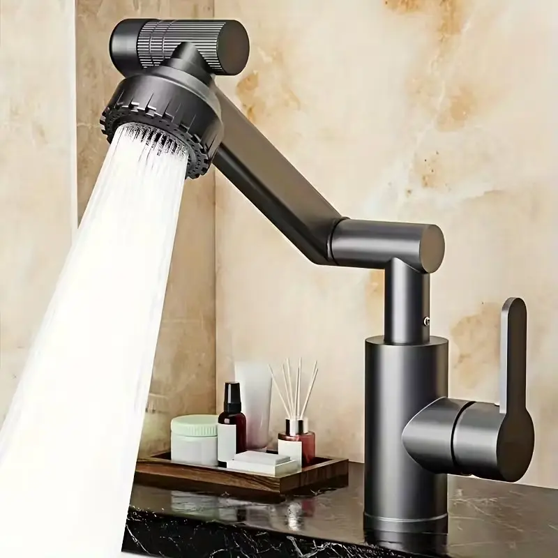 Universal Rotating Dual-Mode Modern Rotatable Rotary Faucet, Single Hole Hot & Cold, Paint Surface, Ideal for Kitchen & Bathroom, Home Decor Essential, Bathroom Sink Faucet