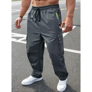 Men's Solid Color Cargo Joggers Pants, Casual Sporty Comfy Trousers for Spring & Fall, Pants for Men, Men's Bottoms for Outdoor Wear, Streetwear Joggers, Casual Sports Trousers, Casual Athletic Joggers, Activewear, Casual Athletic Jogging