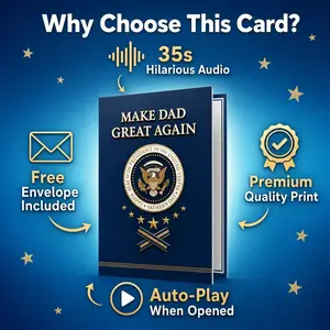 Funny Fathers Day Card with Sound, Funny Talking Card for Dad Husband Grandpa, Plays Real Voice 35-Second Audio, 5x7 Best Dad Gift from Son Daughter Wife