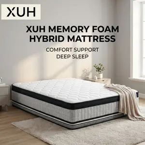 XUH-12" Full Hybrid Mattress – Memory Foam & Pocket Springs, Medium Firm Support, Motion Isolating, Mattress in a Box