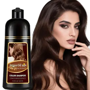 Chestnut Brown Hair Dye Shampoo 3-in-1, Hair Instant Dye Shampoo for Gray Hair, Argan Oil Hair Color Shampoo for Men & Women, Natural Hair Dye Colors Hair in Minutes, Semi-Permanent Hair Coloring
