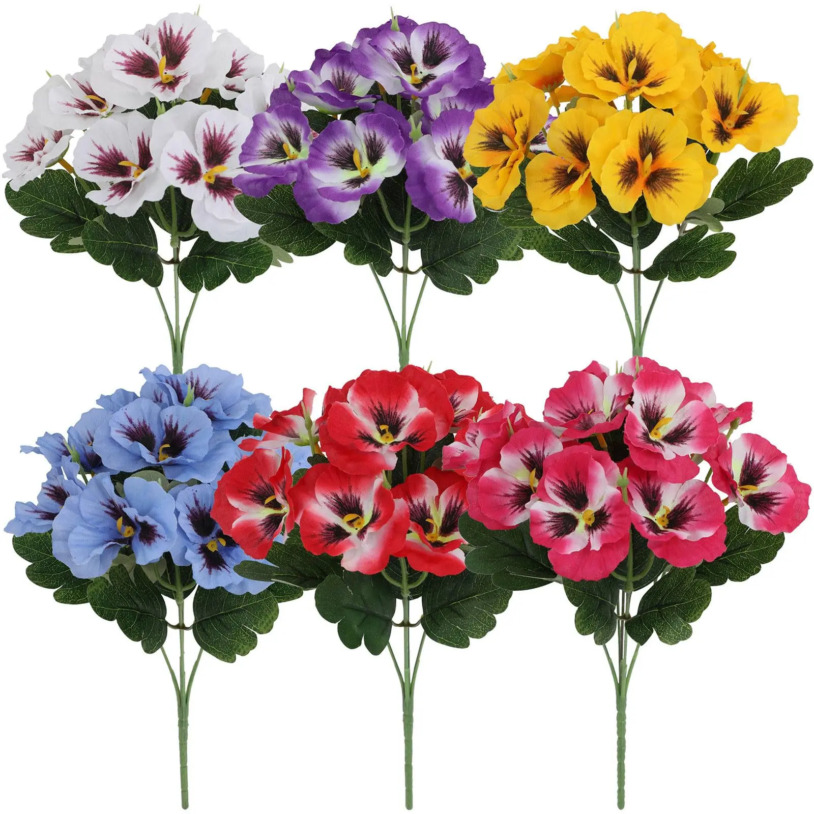 18pcs Artificial Flowers for Outdoor, UV Resistant Fake Pansies, Small Wild Flowers, Faux Pansy Plastic Flowers, Artificial Mixed Flower, Home Wedding Decoration