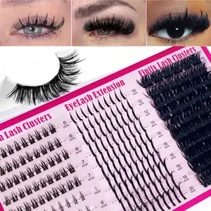Faux Mink Eyelashes 260cluster C Curled, 9-16mm Mixed Natural Eyelash Clusters Extensions, 3D Russian Strip, Personal Eyelash Makeup Tool, False Eyelash Cluster