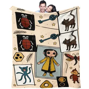 Caroline Cartoon Pattern Blanket, All-Season Use, Suitable for Bed Sofa Car Room Decor, Perfect Gift, Single-Sided Print Blanket