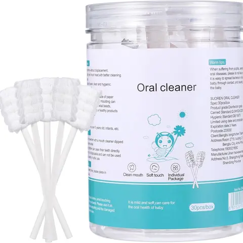 Disposable Cotton Gauze Baby Tongue Cleaner - Travel-Size, Double-Sutured, Bacteria-Free 3D Oral Care Supplies with Massage Cleaning Stick, Tongue Coating Lift, Clean Mouth Accessory for 0-3 Years Old Unisex Portable Pack