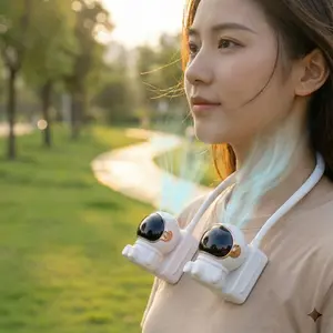 Portable Bladeless Neck Fan, Wearable Personal Cooling Fan with LED Display, 360° Hands-Free Adjustable 3 Speeds, Ultra Quiet USB Rechargeable Blower for Travel, Outdoors, Office, Summer Gift