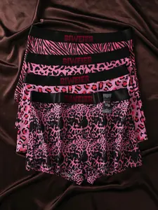 4 Pcs Biweier Women's Leopard Print Boyshorts, Soft & Comfortable, High Waist, Casual Style, Ideal for Daily Wear & Gifts