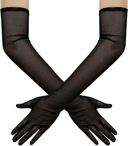 Women's Long Stretchy Mesh Tulle Sheer Gloves Costume Wedding Opera Halloween Party 1920's Dance Gloves