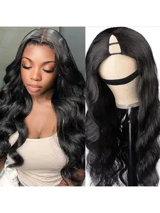 V Part Wig Human Hair Body Wave Lace Glueless Wig Upgrade U Part Wig No Leave Out No Glue Clip in Half Wig V Shape Pull and Go Beginner Friendly Wigs Ready to Wear Natural Color