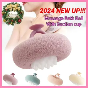 Exfoliating Bliss Bath SpongeShower Pouf Scrubber with Built-in Massage Pad for Enhanced Bathing and Silky Smooth Skin