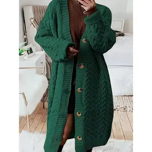 PlusSizeKnitCardiganSweater,SolidColorLongSleevePullover,CasualLoose-FittingFall&WinterFashion,Women'sClothing