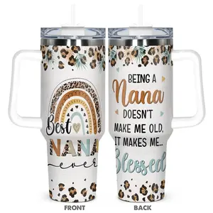 40oz Tumbler, 1 Count Stainless Steel Cup with Straw & Handle, Insulated and Durable, Unique Birthday Gift for Mother, Wife, Women, Drinkware