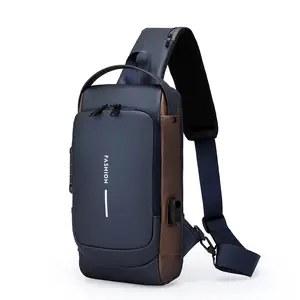 Men's Plain Anti-Theft Sling Bag - Waterproof Crossbody Backpack with USB Charging for Travel, Daily Use