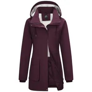 Outdoor Ventures Women's Waterproof Fleece Lined Winter Coat Parka Removable Hood Warm Long Insulated Thicken Puffer Jacket