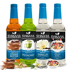 Syruvia Sugar Free Cafe Syrup Variety Pack - Cookie Butter, Pistachio, Vanilla & Yogurt Bowl - Gluten-Free, Kosher, 25.4 fl oz - Perfect for Coffee, Yogurt, Desserts & More (4-Pack)