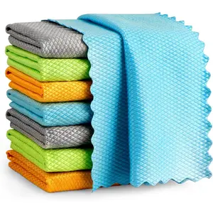 Microfiber Glass Cleaning Cloth, 8PK,  Microfiber Glass and Window Cleaner, Lint Free Magic Cleaning Cloths for Glass, Windows, Windshields, Mirrors, Stainless Steel, 12"x12"