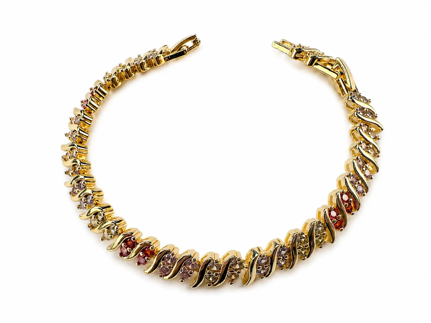 Unisex Rainbow Twist Pattern Bangle Bracelet, Casual Wear Accessory, 7-7.5 in Length