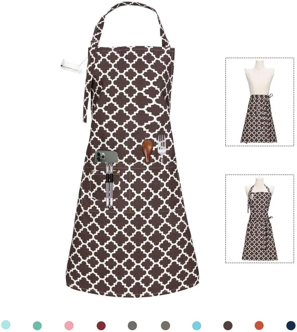 Lightweight Cotton Kitchen Apron with 3 Pockets - 65x85 cm, Adjustable, Comfortable, Dirt Resistant, Easy Cleaning, Modern Professional Chef Apron for Men (Coffee), Lightweight Cotton Apron