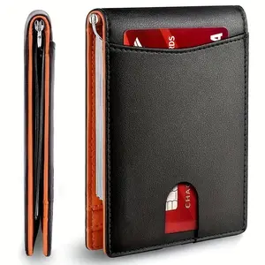 Slim Synthetic Leather Smart Wallet for Men Credit Card Holder Money Clip RFID Blocking Men's Thin Bi-Fold Wallet Walet Money Bag