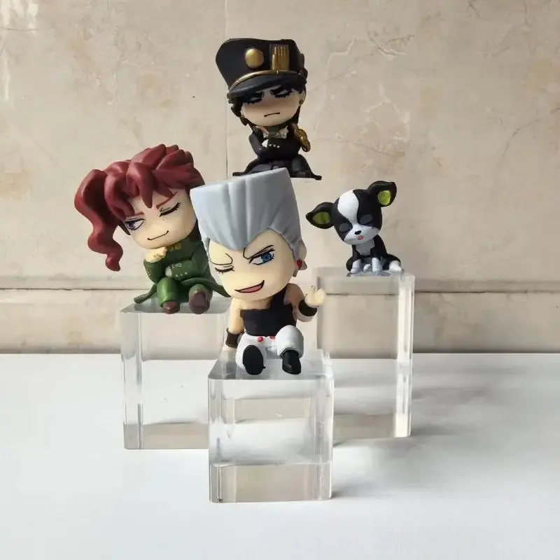 1 Set 4pcs Jojo's Bizarre Adventure Chibi Version Statue Set - Stardust Crusaders Big-Head Figurines (Jotaro, Noriaki Kakyoin, Polnareff, Iggy) Shoulder Sleeping Gashapon Toy Home Decor Gift