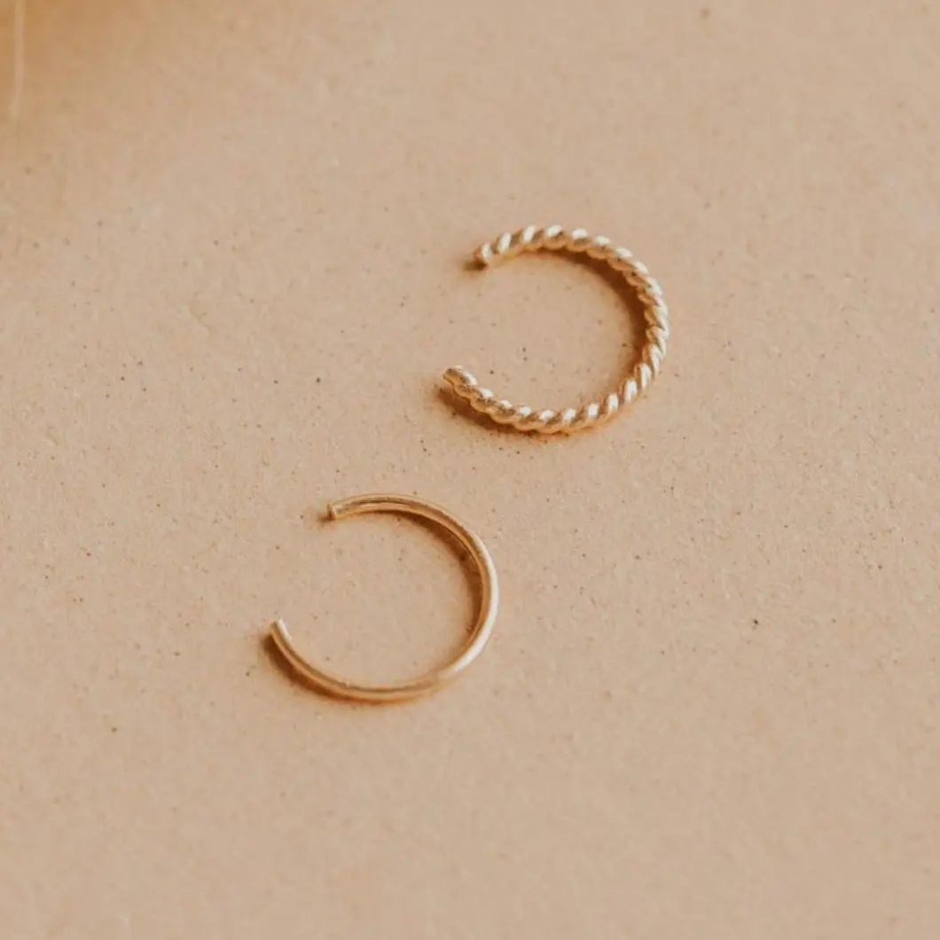 Nose Cuff Duo – 14kt Gold Fill & Sterling Silver Fake Piercing Set