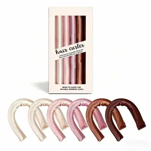 Soft Velvet Overnight Heatless Hair Curler for Sleeping, No Heat Curling Rods, Salon Blowout Styling Tools Perfect for Short & Long All Hair Types (6PCS)