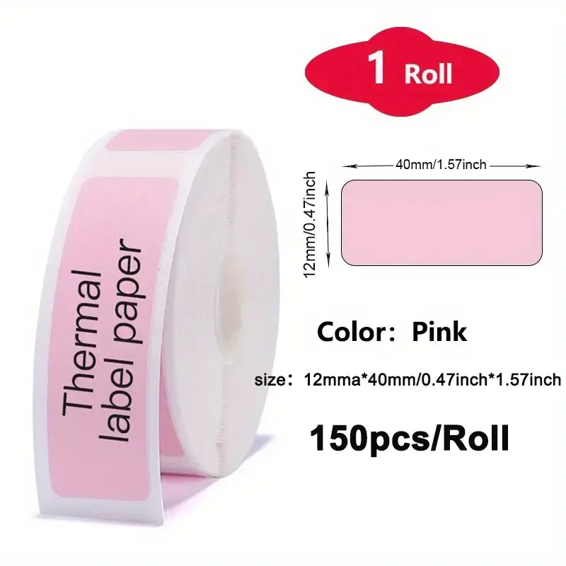 Pink label paper 12*40mm