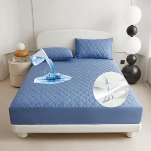 Waterproof Mattress Protector Set, 3 Counts/set Including 1 Count Fitted Sheet & 2 Counts Pillowcase, Bedding Supplies for Home Bedroom Hotel