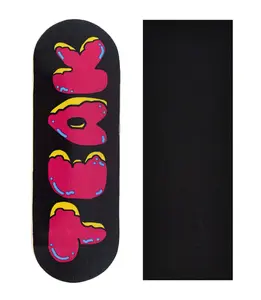 Heat Transfer Graphic Wooden Fingerboard Deck, "Donut Teak Logo" - 32mm x 97mm
