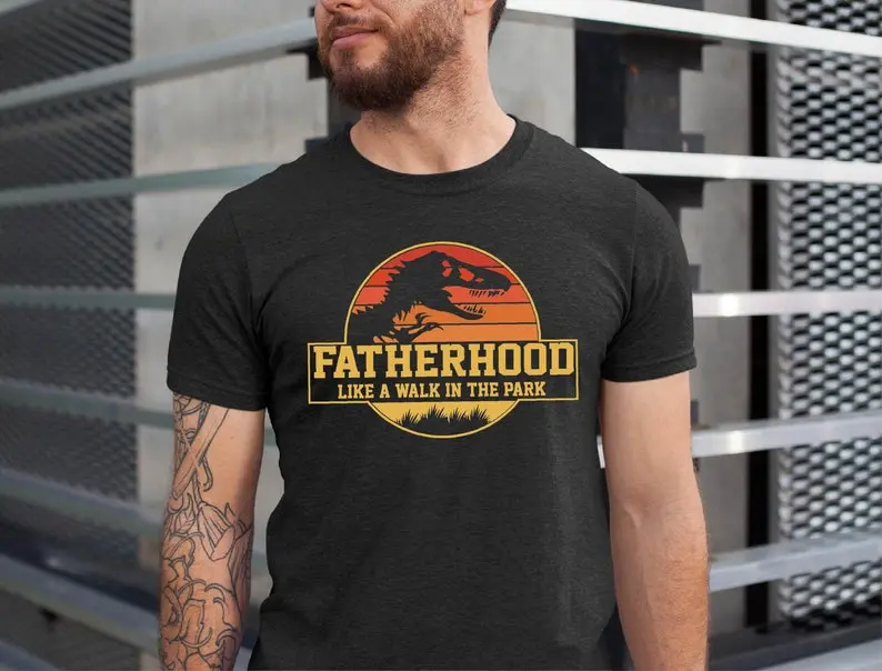 FatherHood is a Walk in the Park Shirt, Fathers Day Tee, Dad Life Shirt, Gift for Dad, Dinosaur Dad Shirt, Dinosaur Party Shirt, Daddy Tee