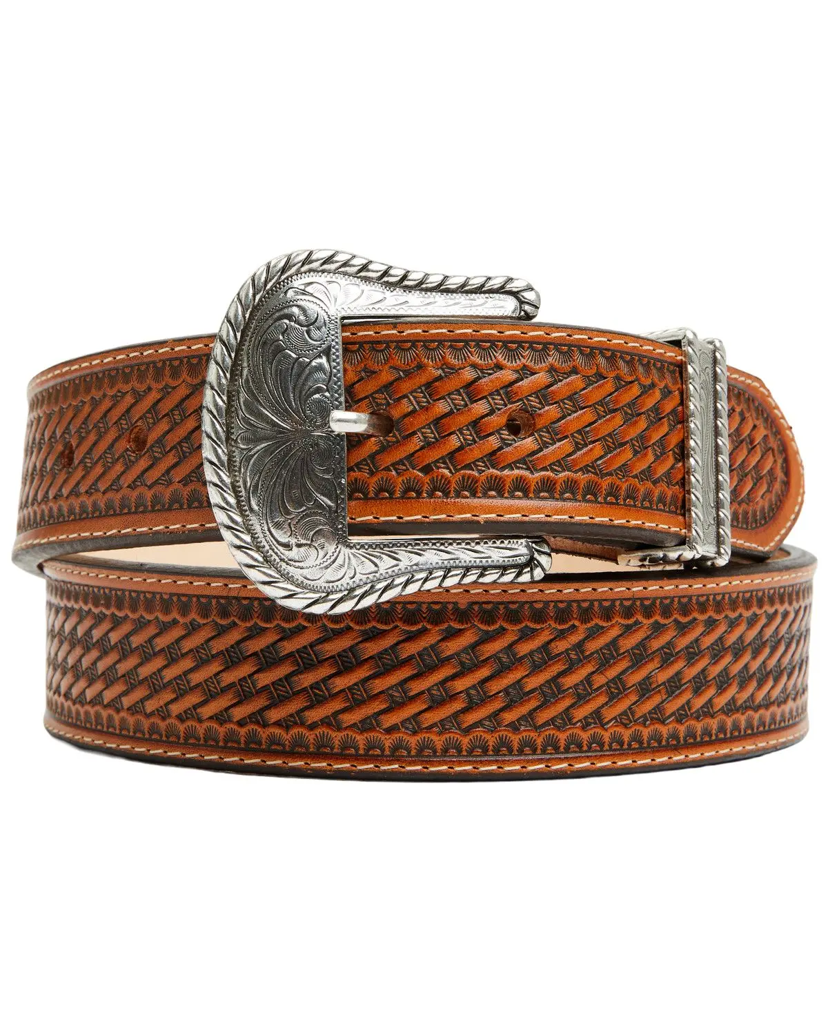 Justin Men's Men'S Bronco Basketweave Leather Belt - C12264