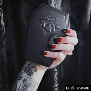 kreepsville 666 Gothic Embossed RIP Bat Spooky Coffin Wallet