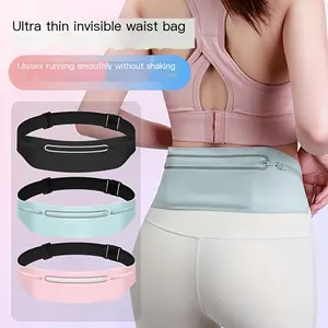 Men Women Running Waist Pack - Slim Fanny Pack 3 Pockets Holds Phone, Adjustable Strap for Gym Jogging Travel Hands-Free Belt Bag portable neck fan