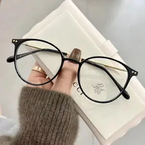 Round Glasses Frame Myopia Women Prescription Eyeglasses Anti-blue Light Ultra-light TR90 Fashion Eyewears