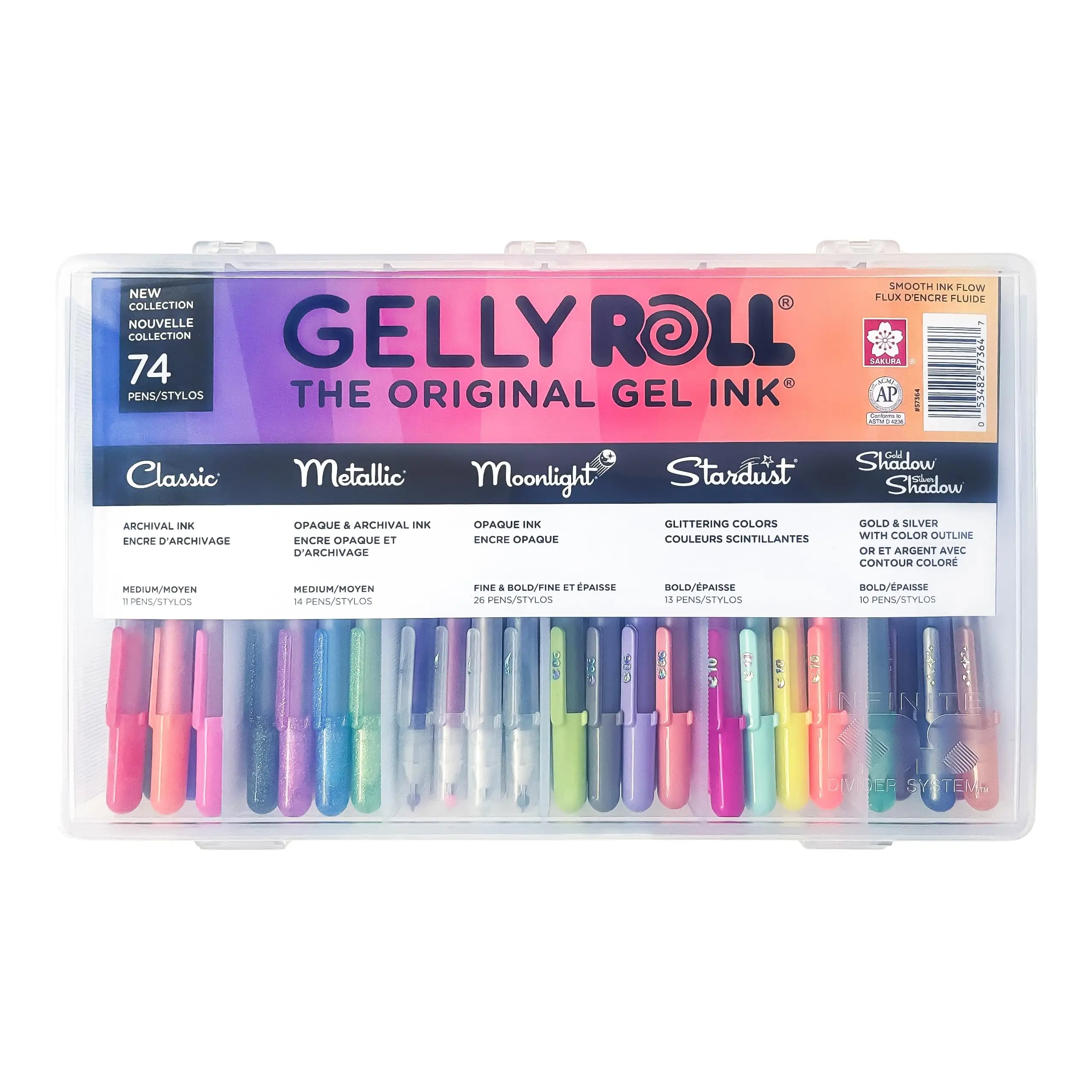 SAKURA Gelly Roll Gel Pens Gift Set, Smooth Gel Ink with Special Effects, 74 Pens