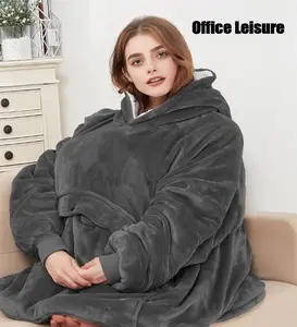 Office Leisure Oversized Heated Blanket Hoodie for Men & Women USB Heated Wearable Fleece with 3 Pads Button Controlled Snuggly Fleece Cozy Gift for Women Girls Adults