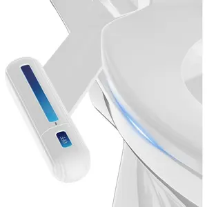 Ultra-Slim Bidet Attachment for Toilet, Non-Electric Dual Nozzle (Rear & Feminine Wash), Adjustable Water , Easy to Install, Fits  Toilets, Stainless Steel Hose, Blue & White