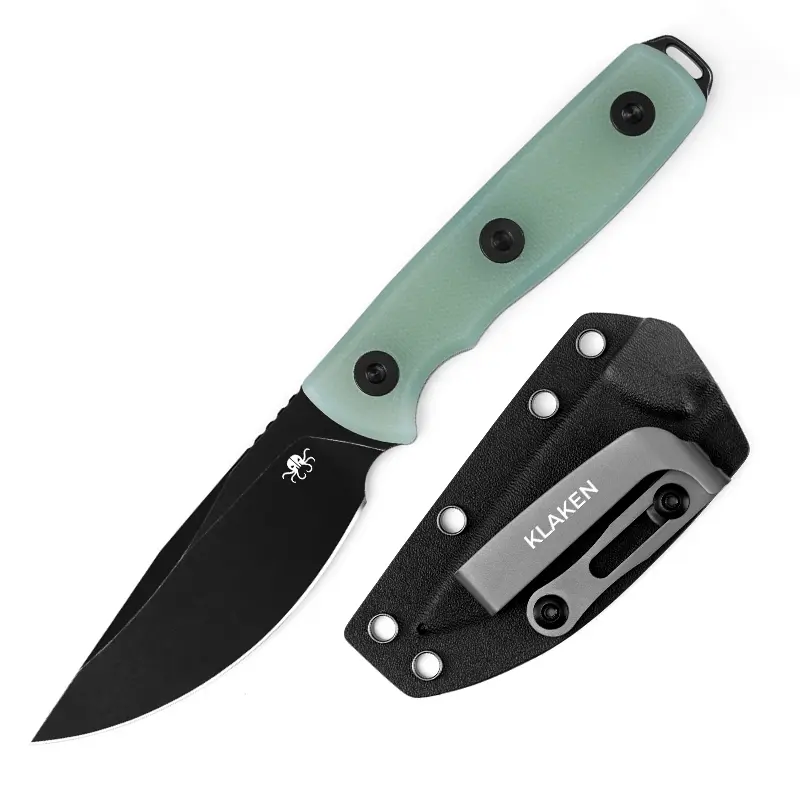 KLAKEN Apex Z069 EDC Fixed Blade Outdoor Tool, 3.14" Black Stone Washed 14C28N Blade with G10 Handle, EDC Survival Equipment for Camping, Edc Outdoor Gadget