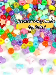 300pcs Mixed Beads Set, 9mm Horse Beads, Heart Star Butterfly Shapes, Christmas Gifts, Jewelry Making, Keychains, Bracelets