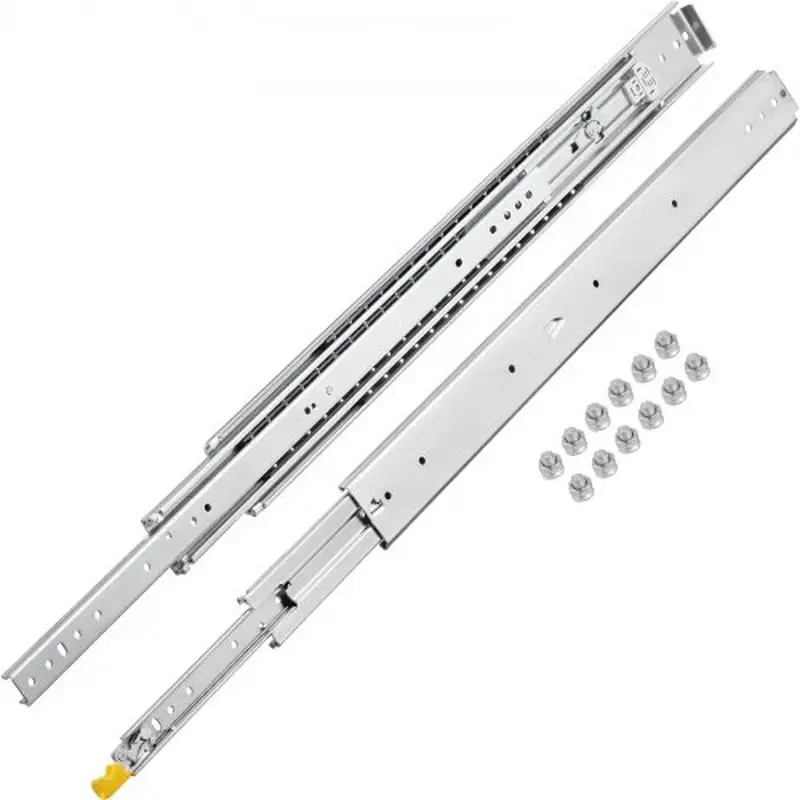 VEVOR Heavy Duty Drawer Slides 60 Length, Locking Drawer Slides 500Lbs Load Capacity Long Full Extension Drawer Slide 1 Pair Side Mount Ball Bearing Drawer Glides Push to Open Drawer Runners Rail Does not apply