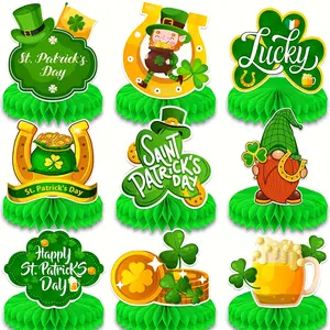 9 Pieces St. Patrick's Day Honeycomb Centerpieces - St Patricks Day Decorations for Table Party Decor | dwarf Centerpiece, St Patricks Day Centerpieces, Shamrock St Patricks Day Table Decorations Party Decoration Supplies