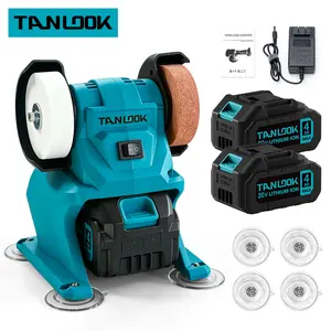 Tanlook Cordless Bench Grinder, Rechargeable Table Grinding Machine with Battery & Charger, Dual Grinding Wheels Electric Grinder for Metal Polishing, Knives, Drills and Garden Tools Sharpening