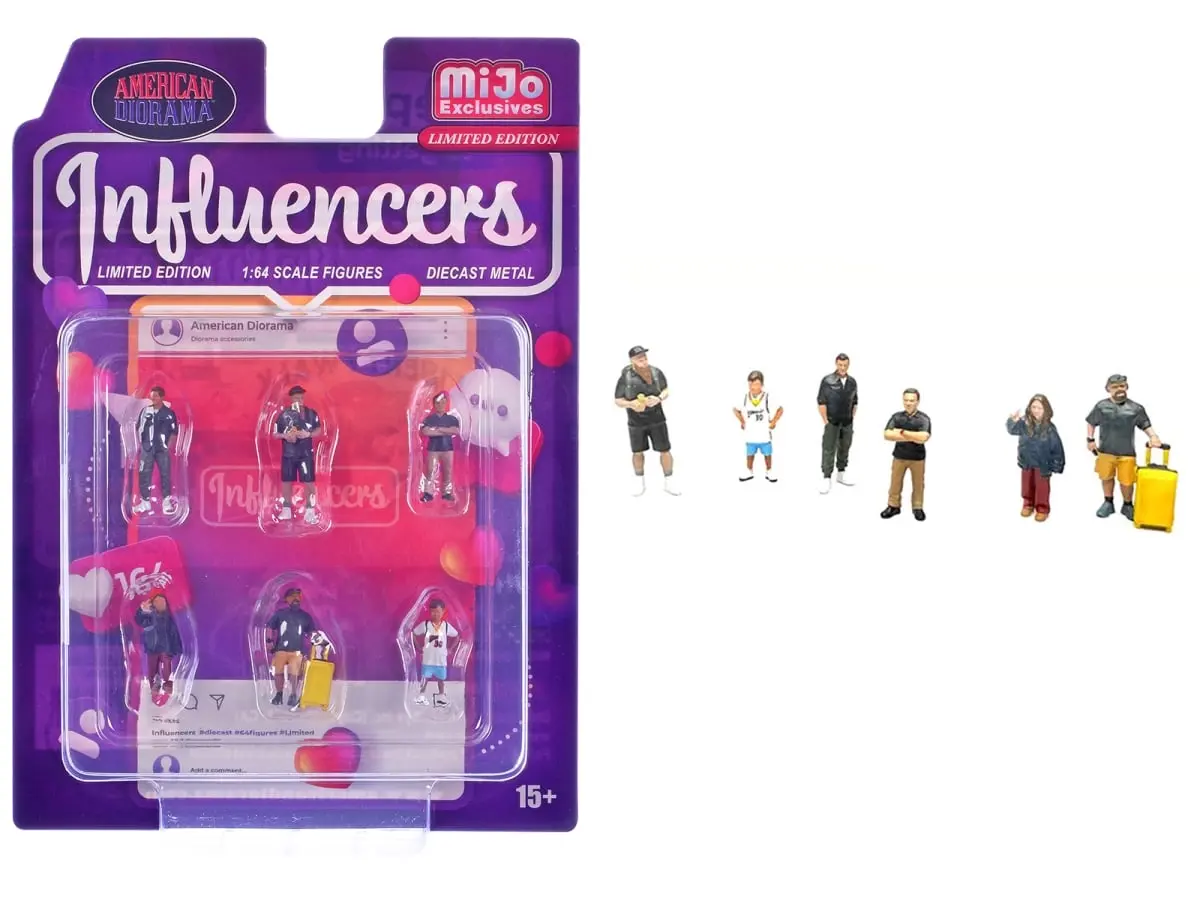 American Diorama AD-2433MJ Influencers Diecast Figure Set Limited Edition for 1-64 Scale Models - 6 Piece