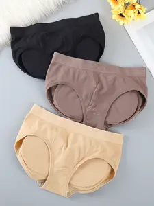3 Pcs Women's Triangular Fake Butt Buttocks Padded Buttocks Padded Peach Buttocks Breathable Butt Lifting Pants knicker Panties Womenswear
