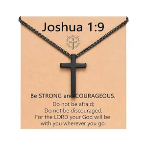 Stainless Steel Cross Necklace with Bible Verse, Men's Teen Christian Christmas Gift, Faith-Based Jewelry for Believers